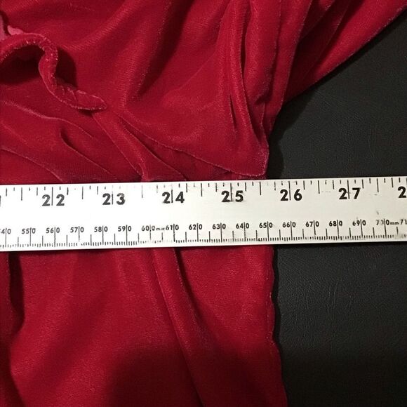 Cato Fuchsia Pink Velvet Ruffle Tie Neck Smocked Peasant Top 22/24W - Picture 4 of 8